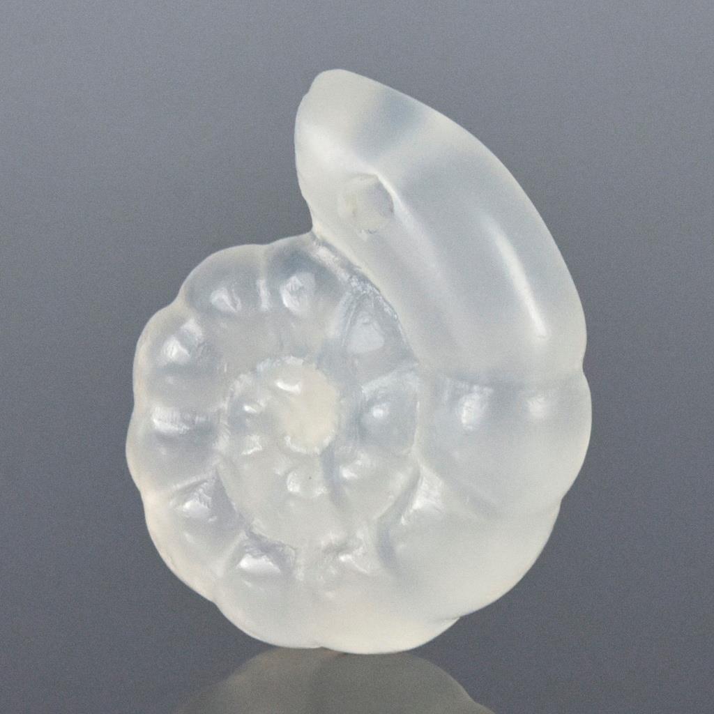 Ammonite Design Carved White Chalcedony Gemstone Focal Bead drilled 4.10 g
