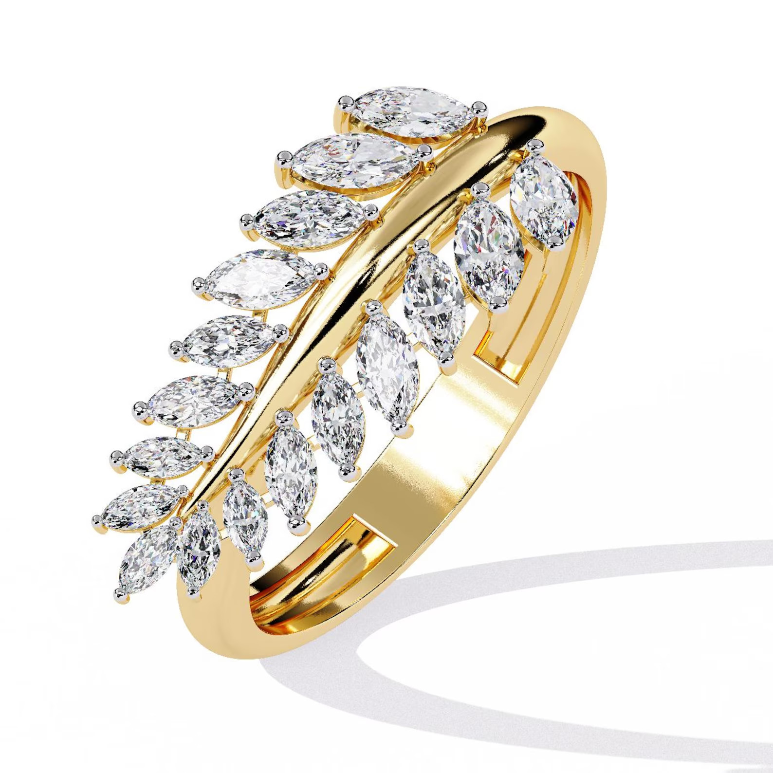 5 Ct Marquise Cut Simulated Diamond Engagement Band Ring 14k Yellow Gold Plated