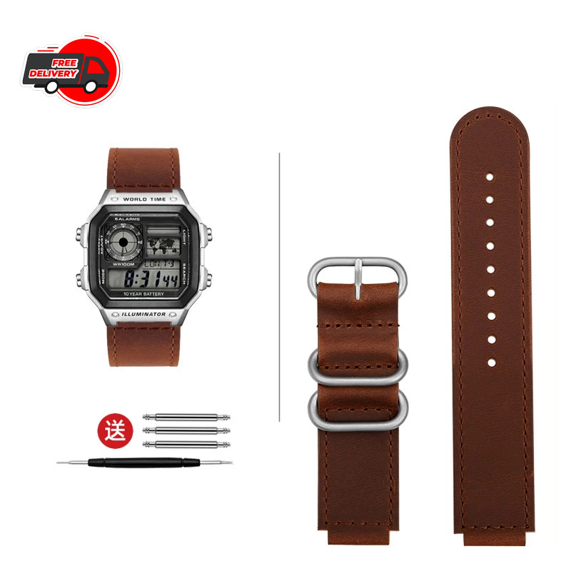 High Quality Vintage Leather Watch Strap for Casio 3299 AE-1200 AE-1300 AE-1500