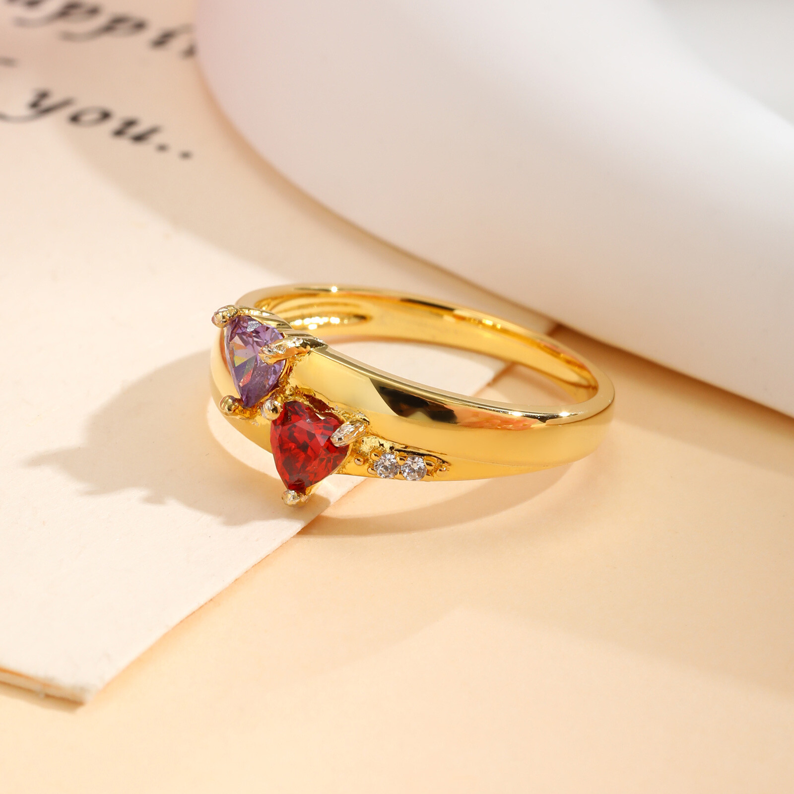 VNOX Custom Birthstone Ring Personalized Christmas Anniversary Gift for Women