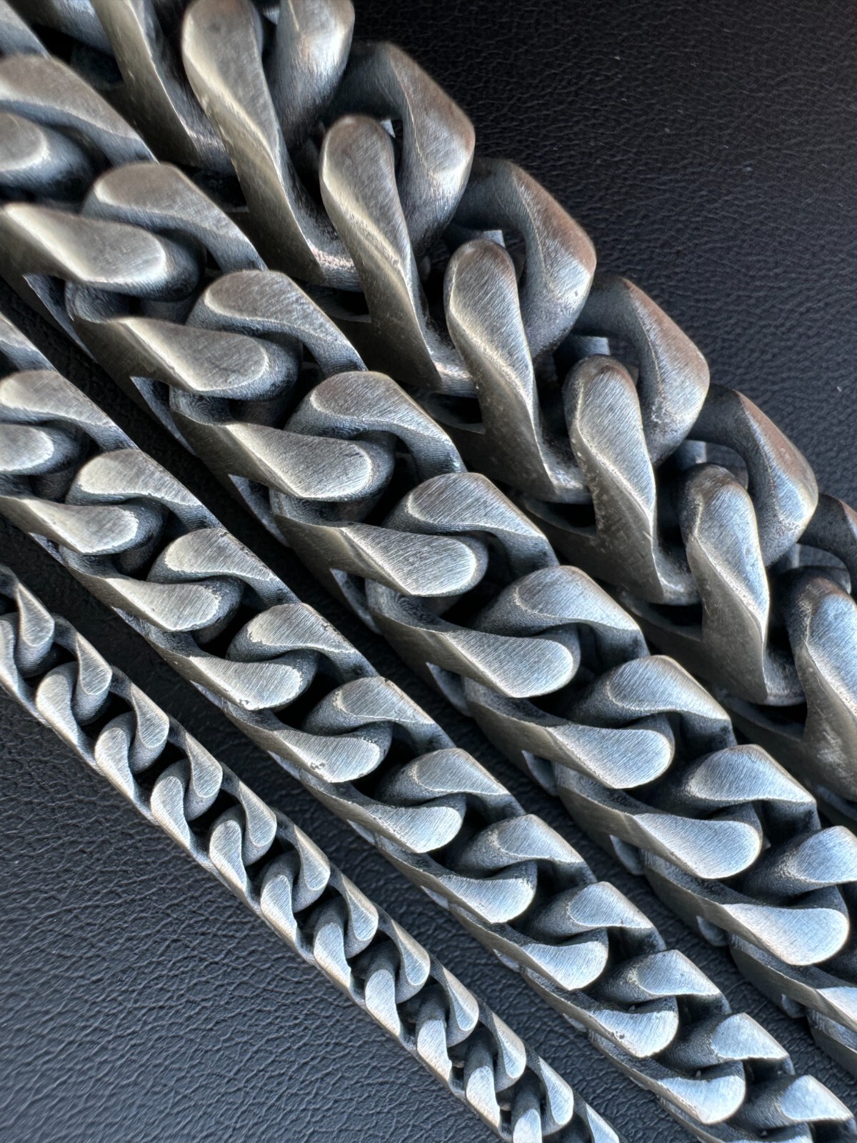 BIG 4-10mm Franco Chain Necklace Or Bracelet Oxidized Real 925 Silver Box Clasp