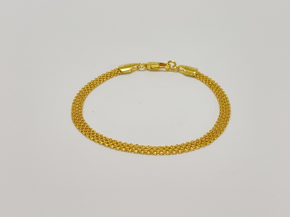 Solid 18K Yellow Gold AU750 Multiple Layer Wide Bracelet Bangle Chain 8inch