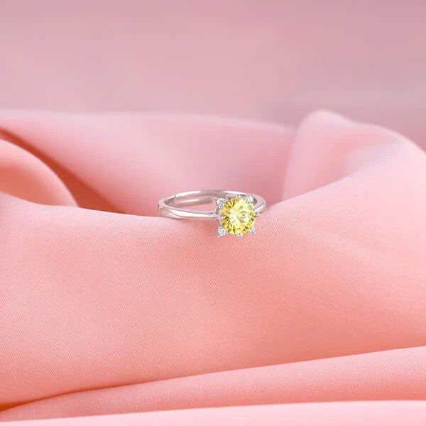 Citrine Charm ring, 925 Sterling Silver ring Birthday Gift band