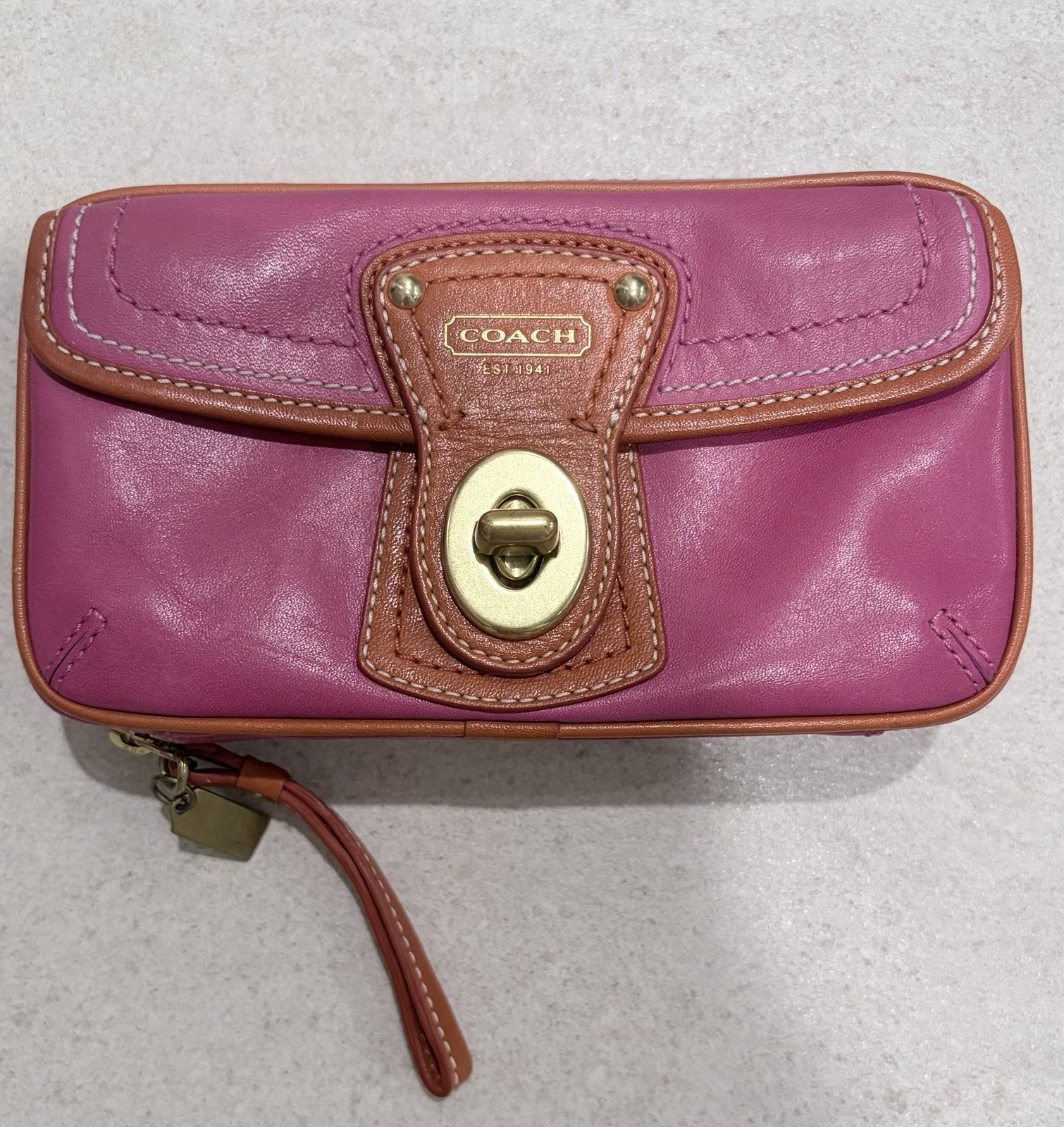 Authentic Coach Pink Leather Jewelry Travel Case – Excellent Condition
