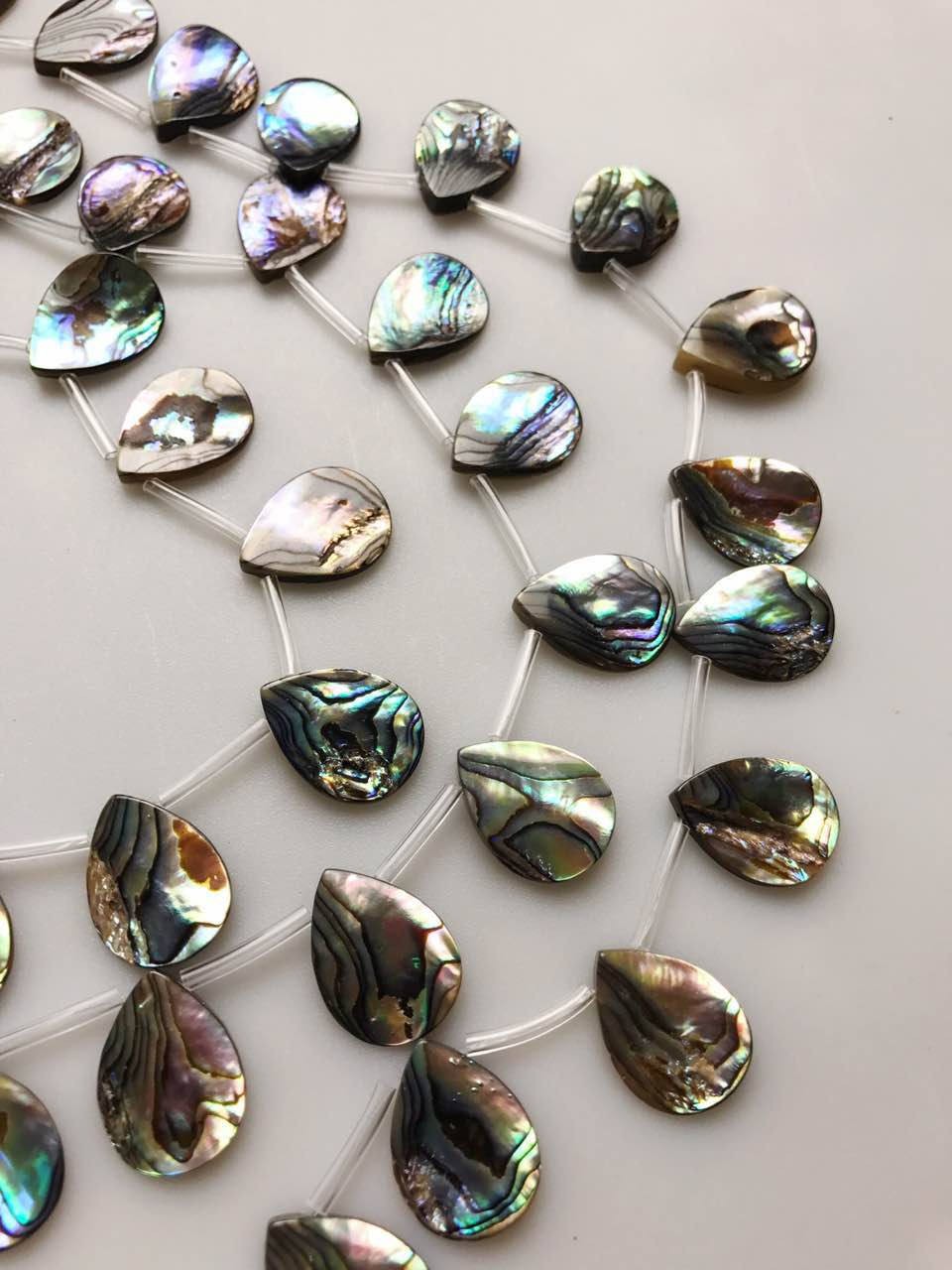 Natural Abalone Teardrop Shape Beads 15x20mm 15.5″ Strand