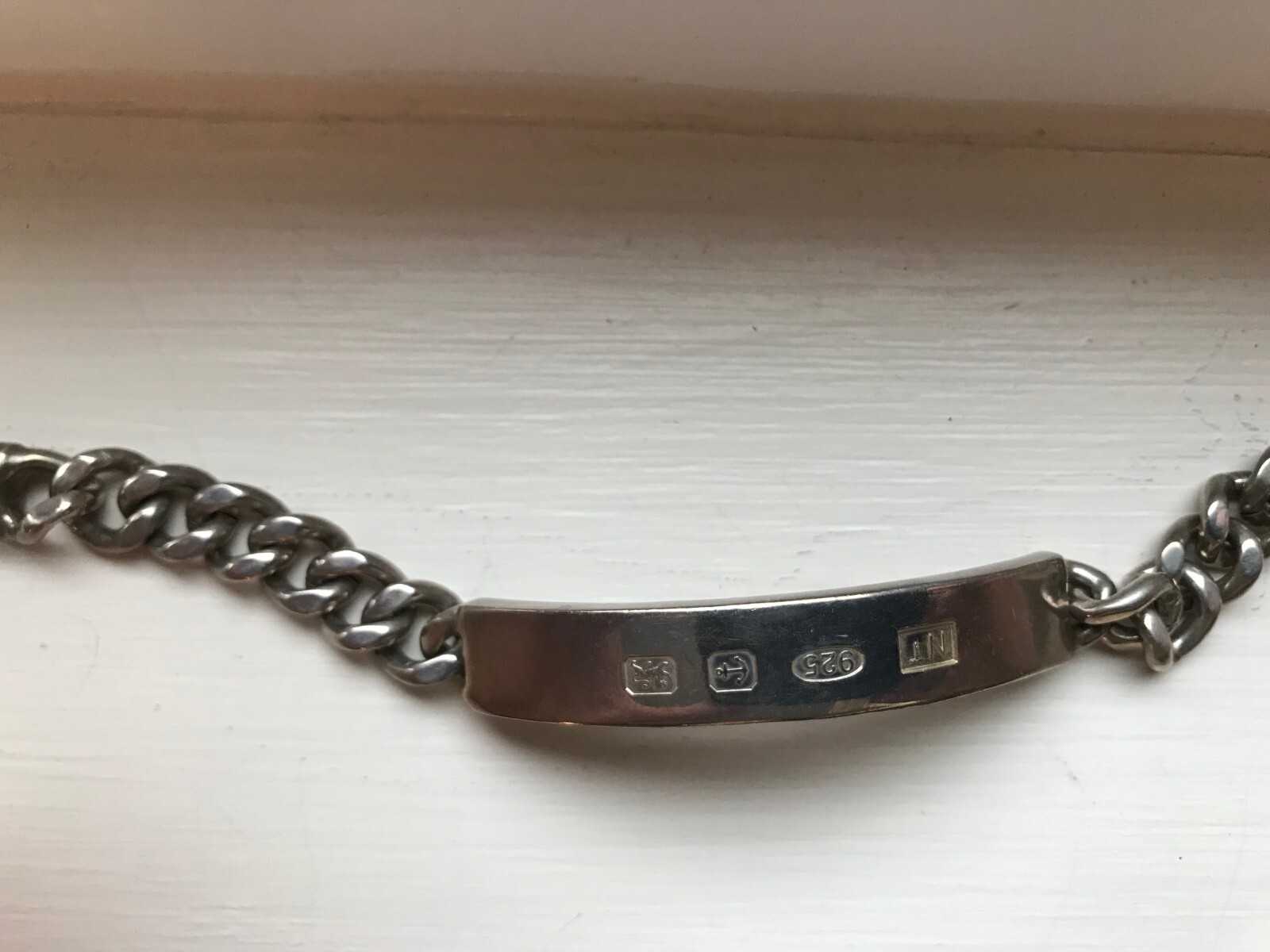 925 Lion Anchor NT Heavy Solid Sterling Silver ID Identification Bracelet