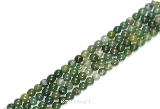 Moss Agate Round Beads 6-6.5mm 15.75″ #54053
