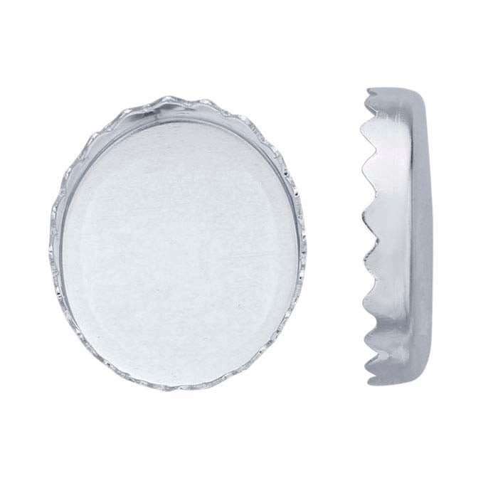 One 9x7mm Oval Serrated Sterling Silver Bezel Cup Setting 32gauge 7x9mm