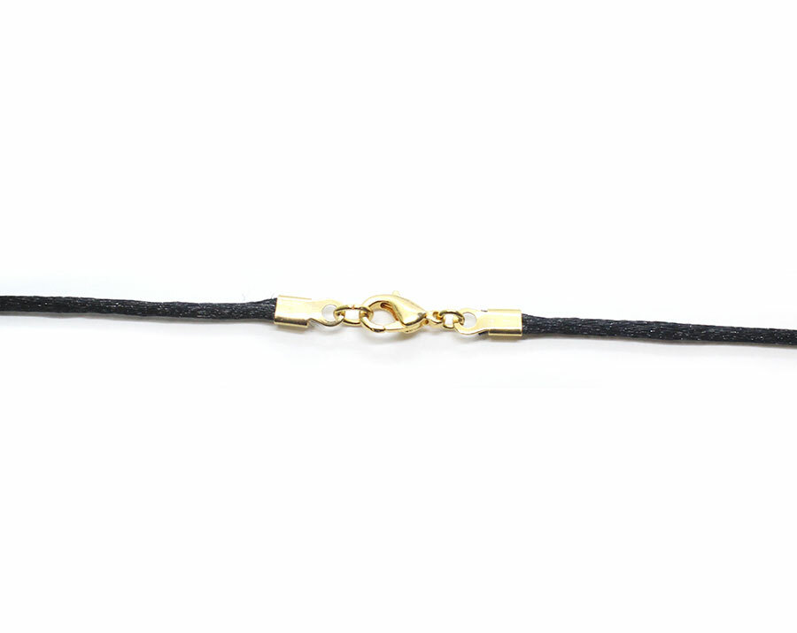 Black Satin Silk Cord Necklace Silver/Gold Clasp 16″ 18″ 20″ 22″ 24″ 26″ 28″ 30″