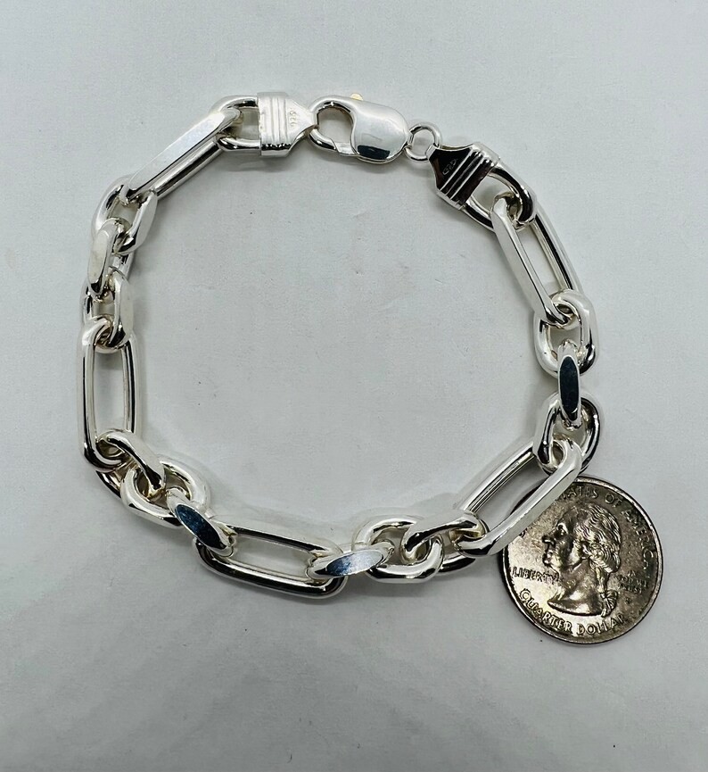 925 Sterling Silver Solid Men’s Cable Link Chain Bracelet Size 5 To 9 Inch