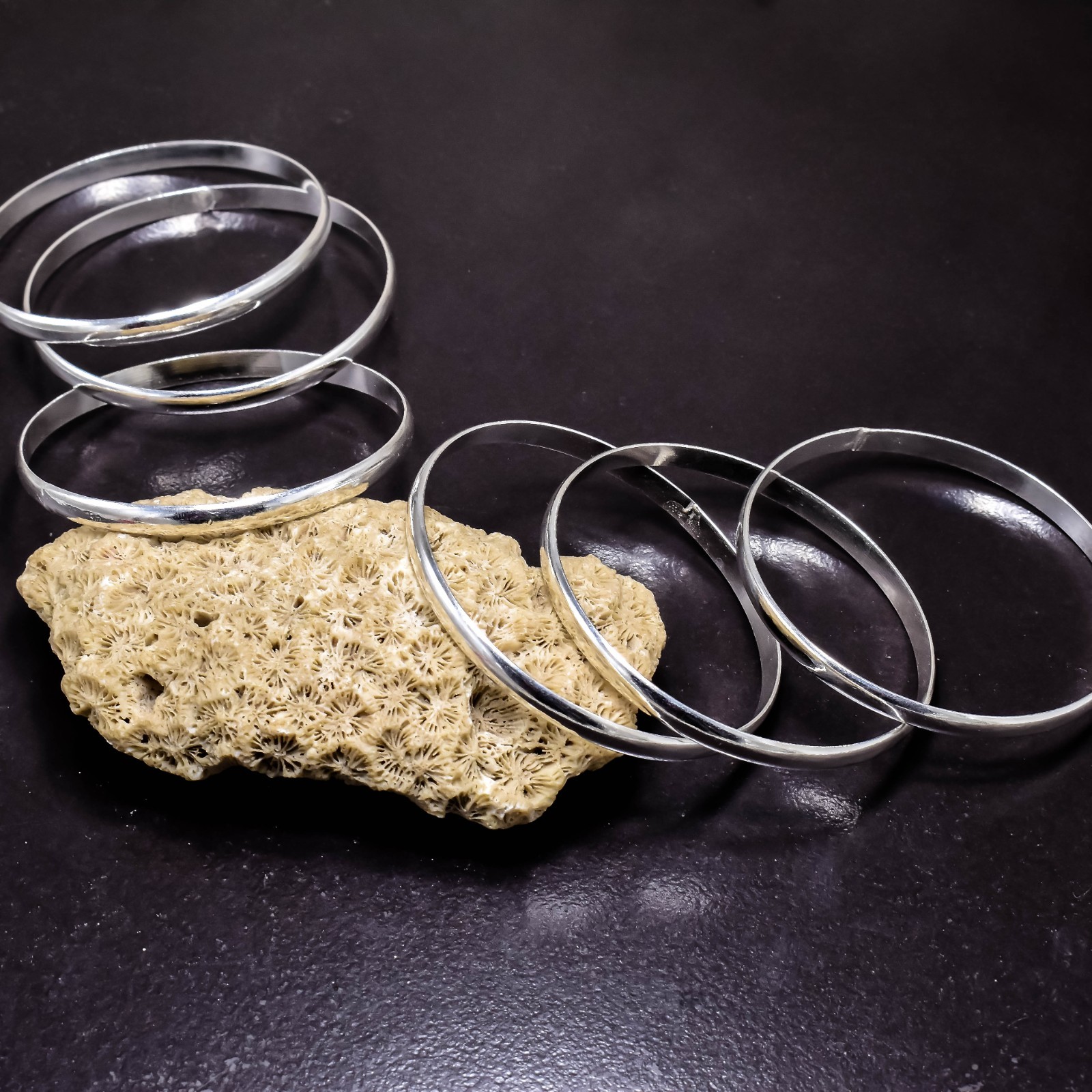 Solid 925 Sterling Silver Bangles, Beautiful Bangles Stacking Set of 7 Bangles