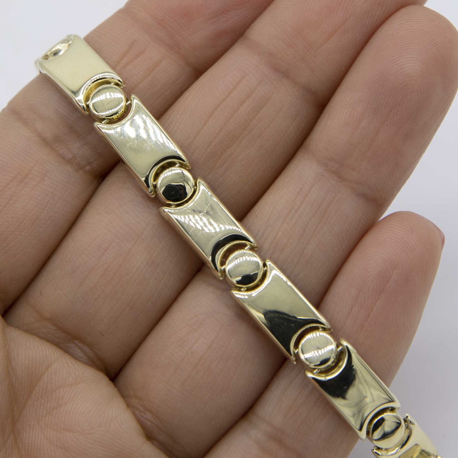 7.5mm Reversible Screw Link Design Bracelet Real 10K Yellow White Gold 7.5″