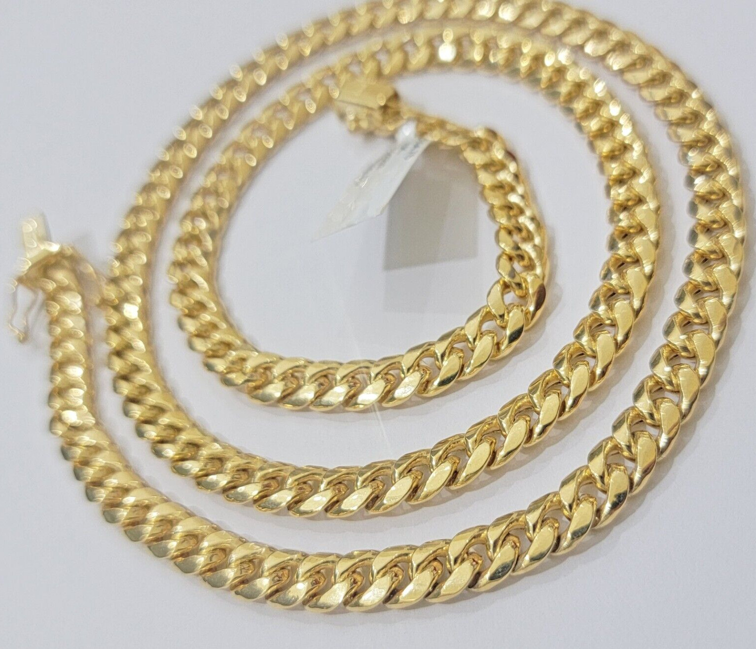 10k Gold Necklace 7mm 20 Inch Miami Cuban Link Chain REAL 10kt yellow Gold Men