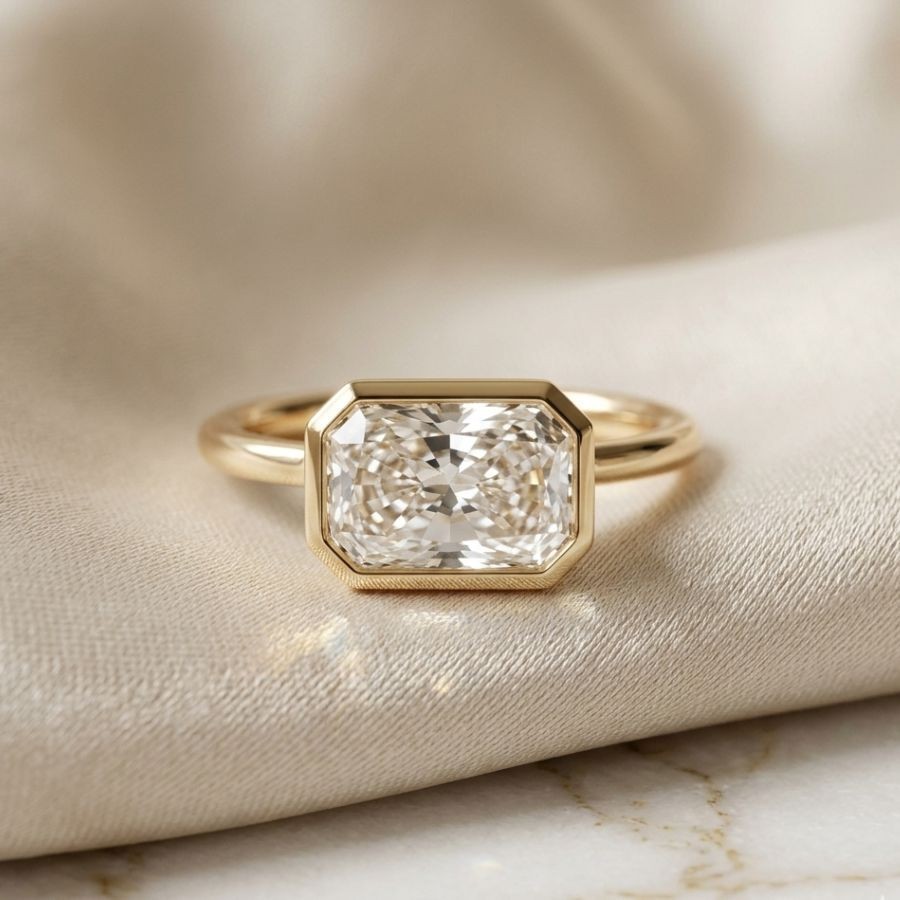 2 Ct Radiant-Cut VS1 Lab Grown Diamond Wedding Engagement Ring 14k Yellow Gold