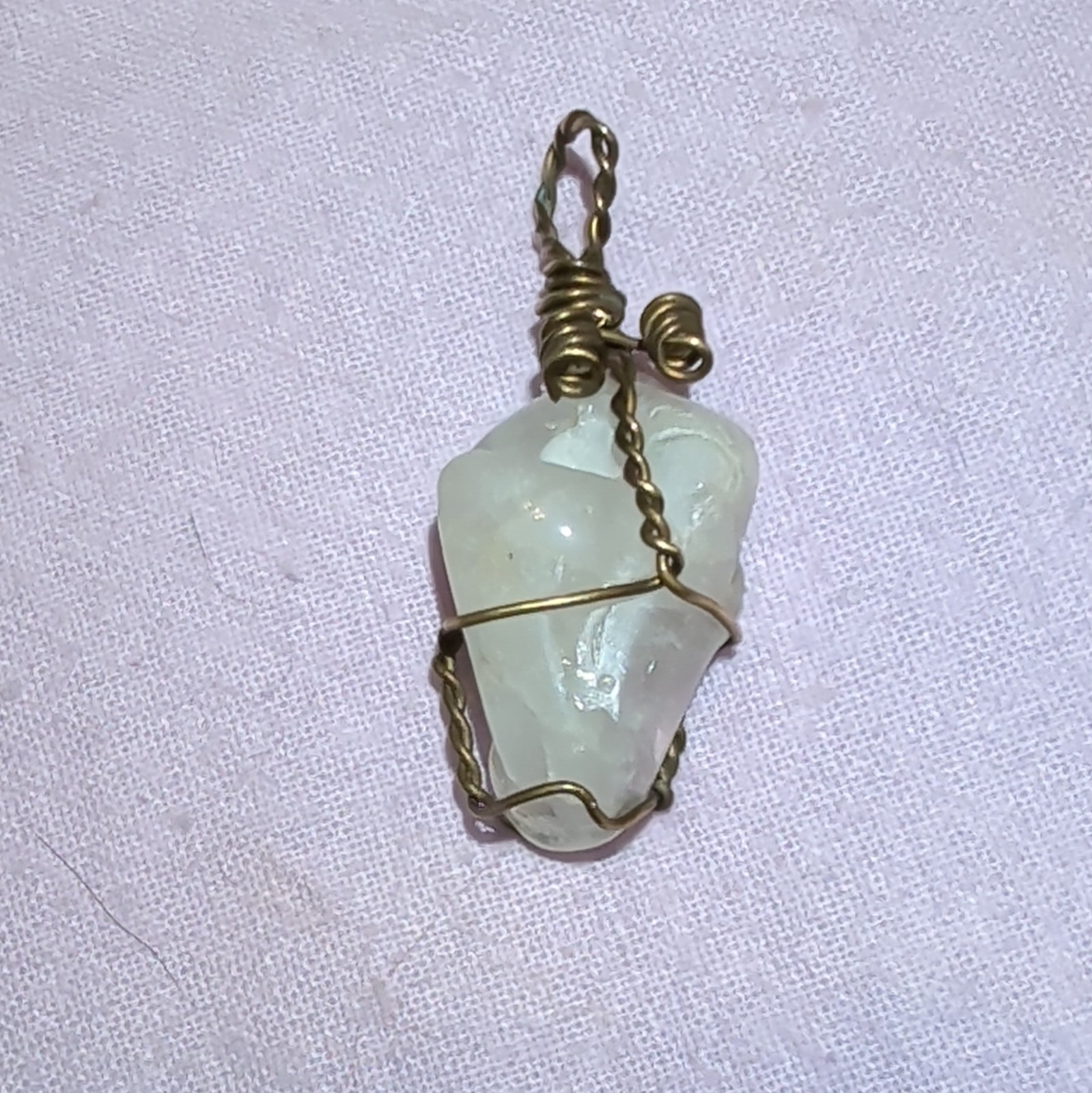 Wire Wrapped Aquarium Brass Wire Pendant. 12 Grams, Tested W/Presidium 2 gemtest