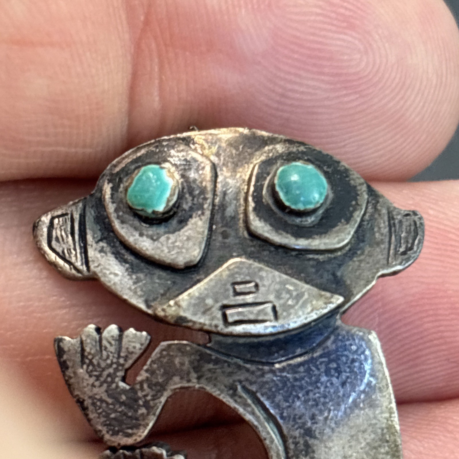 Graziela Laffi Peru Monkey Sterling Silver Enamel Eyes Vintage Brooch Yd