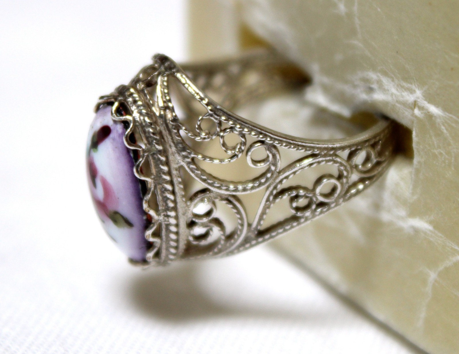 Vintage Russian Hand Painted Enamel Rings 4 Variation Finift Technique #7,12,87