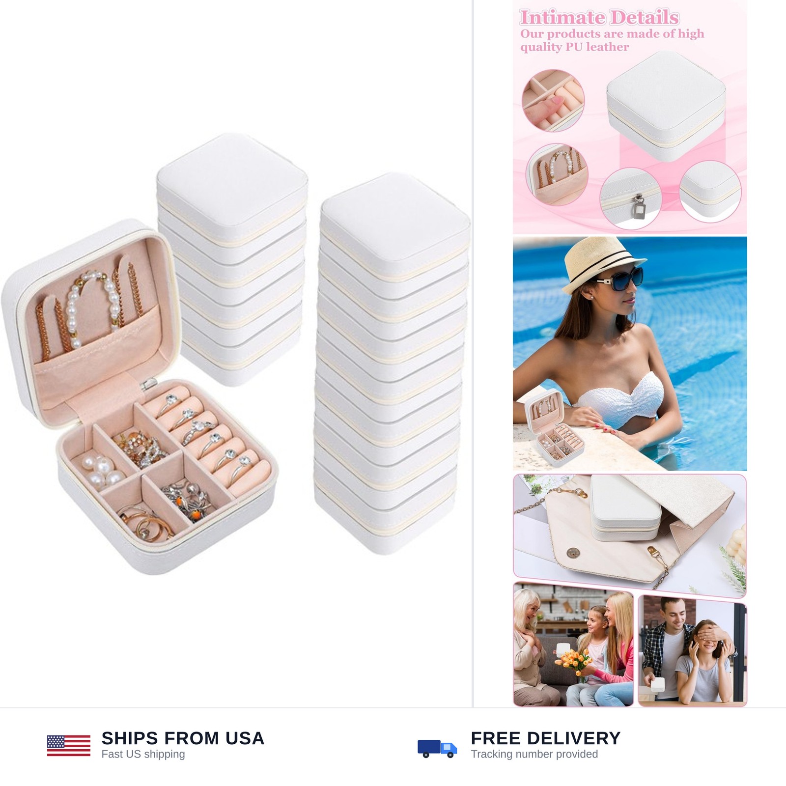 12pcs Mini Travel Jewelry Case,White Bridesmaids Proposal Small Jewelry Box M…