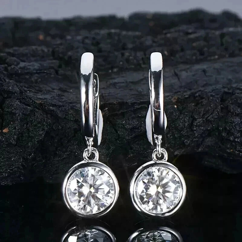 RARE 5.00 Ct Round Cut Treated White Diamond Drop Dangle Earring In 925 Silver!