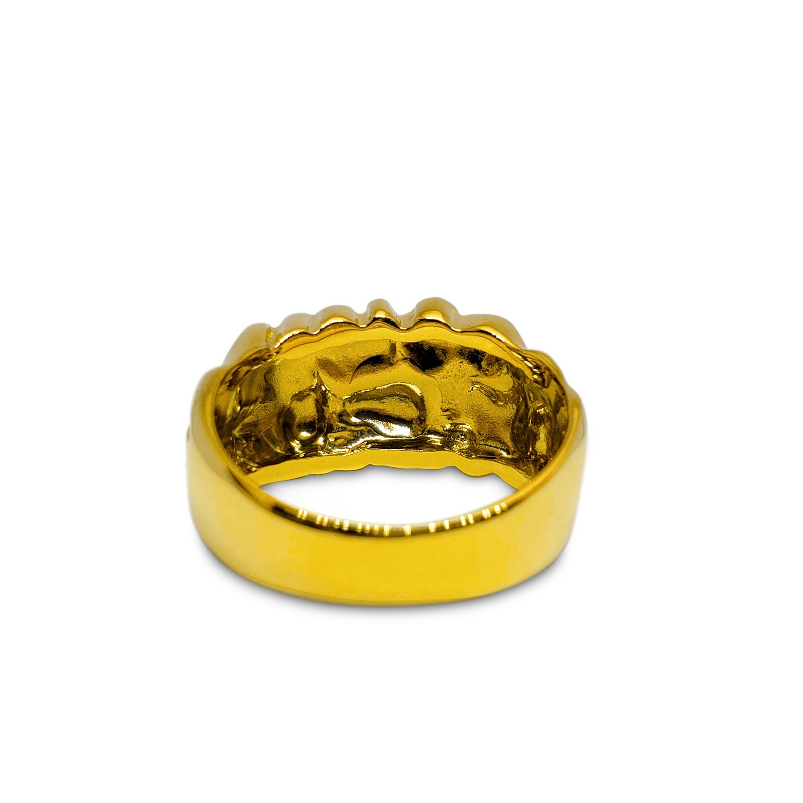 Solid 24K Yellow Gold Classic 11mm Mens Nugget Ring, Size 5 – 15