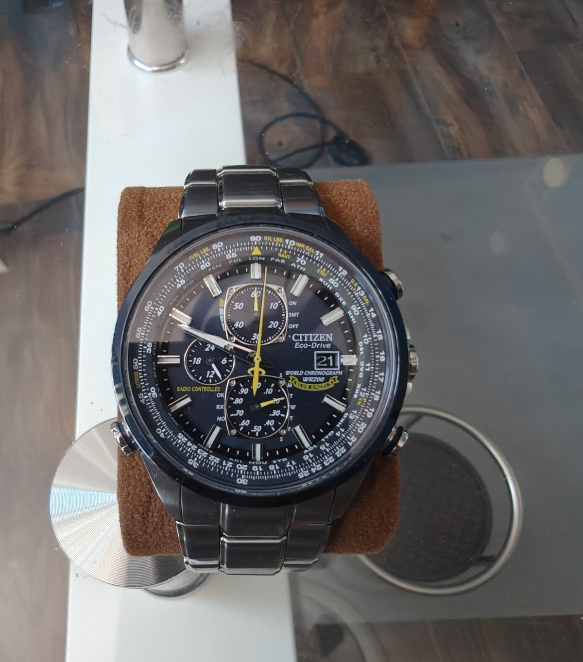 Citizen Eco-Drive Radio Controlled Chronograph Black Dial 200m S/S 46mm