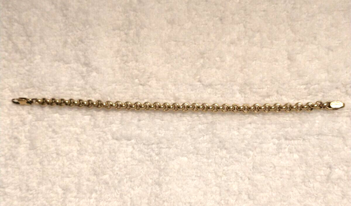 Vintage Italian Unoaerre Solid 18K Yellow Gold Cable Link Chain Bracelet