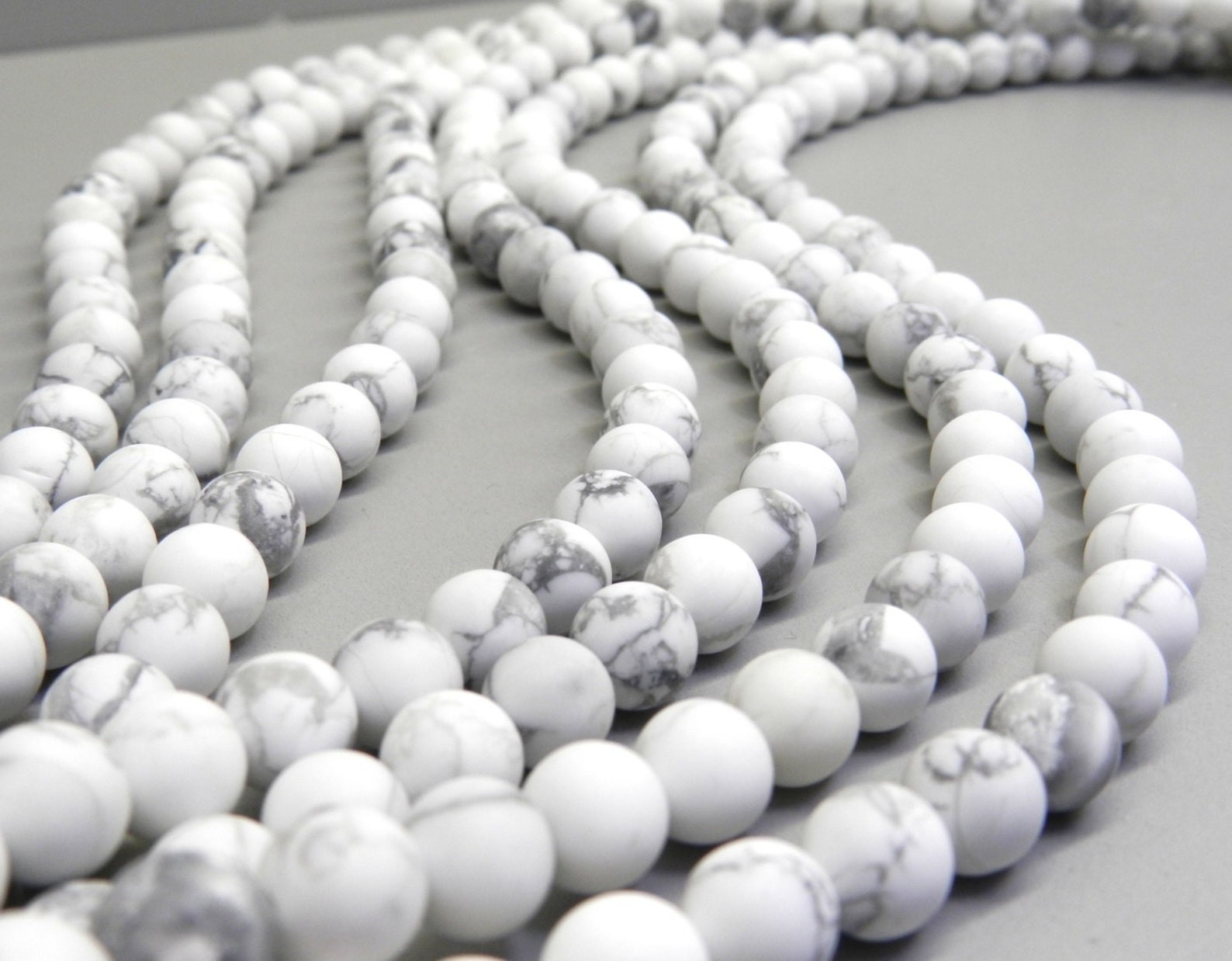 Natural White Howlite Smooth Round beads 6mm 8mm 10mm Per Strand 15 Inches Size