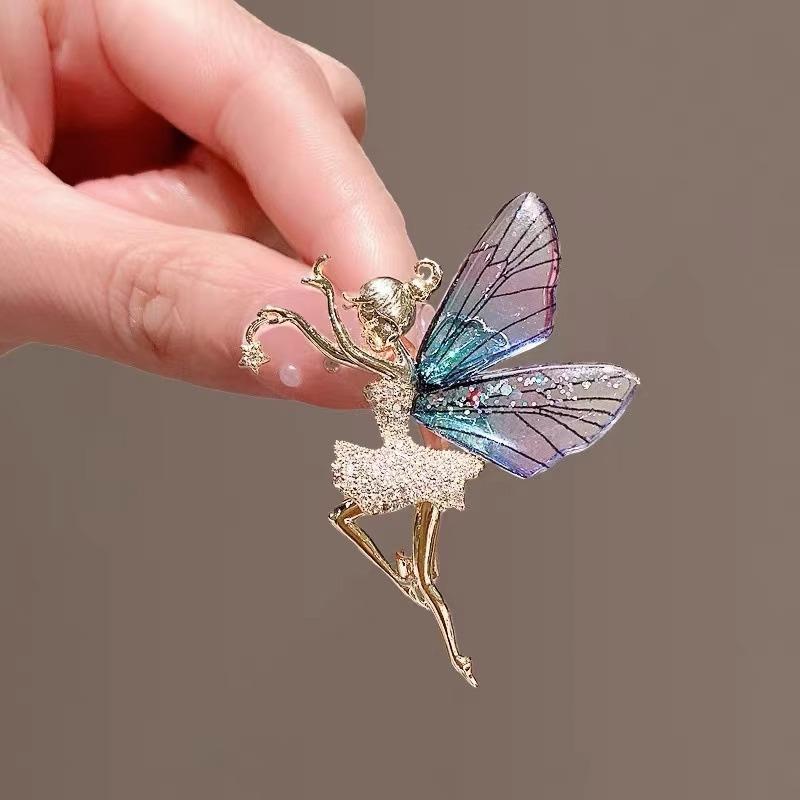 Vintage Art Nouveau Style Fairy Beauty Brooch Shawl Pin Pendant Luxery Jewelry