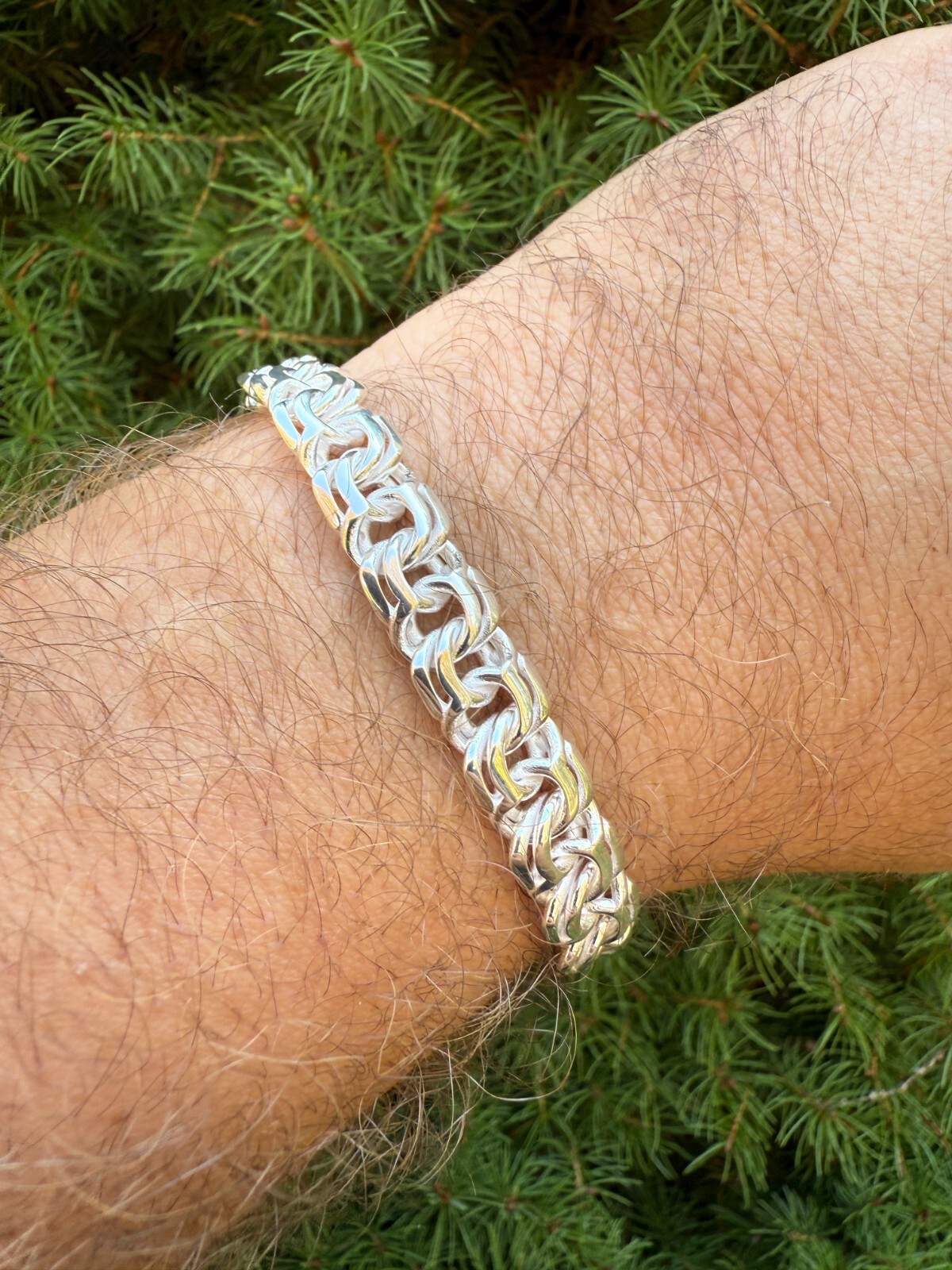 Real 925 Sterling Silver Handmade 9mm Bismark Garibaldi Chino Bracelet Mens