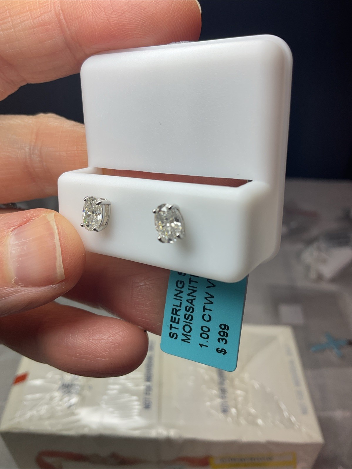 Moissanite Sterling Silver 925 Oval Stud Earrings 1.00 CTW VVS White Butterfly