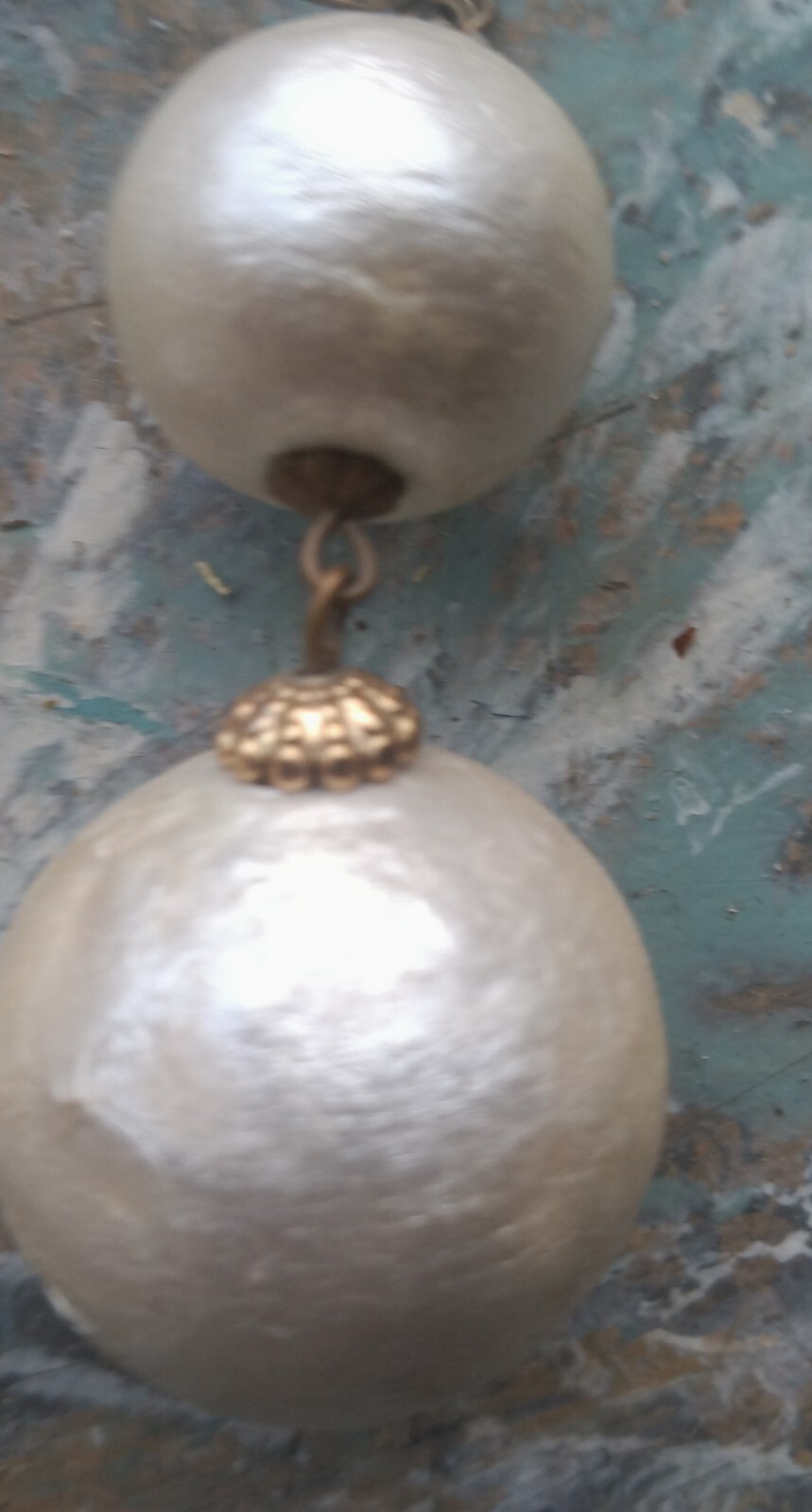 Stylish White Cotton Pearl Dangle EARRINGS 2.5″ Hook and Clip Combo