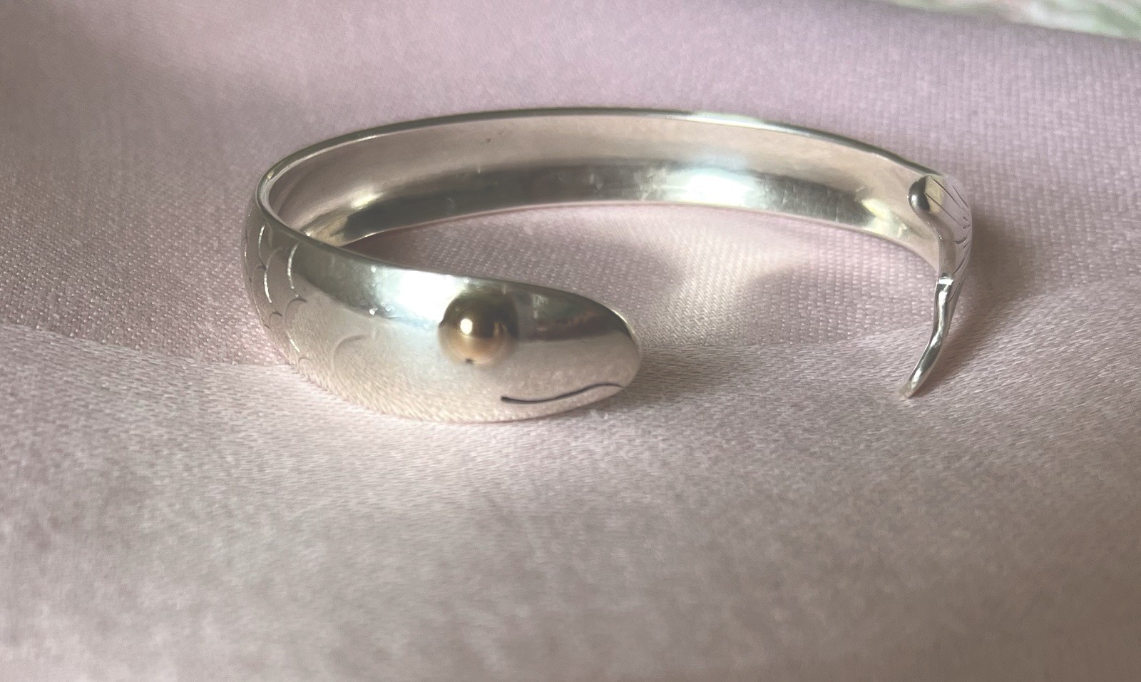 Eden Hand Arts Cape Cod Shiner Fish Cuff Bracelet Sterling Silver 14K Gold Eye