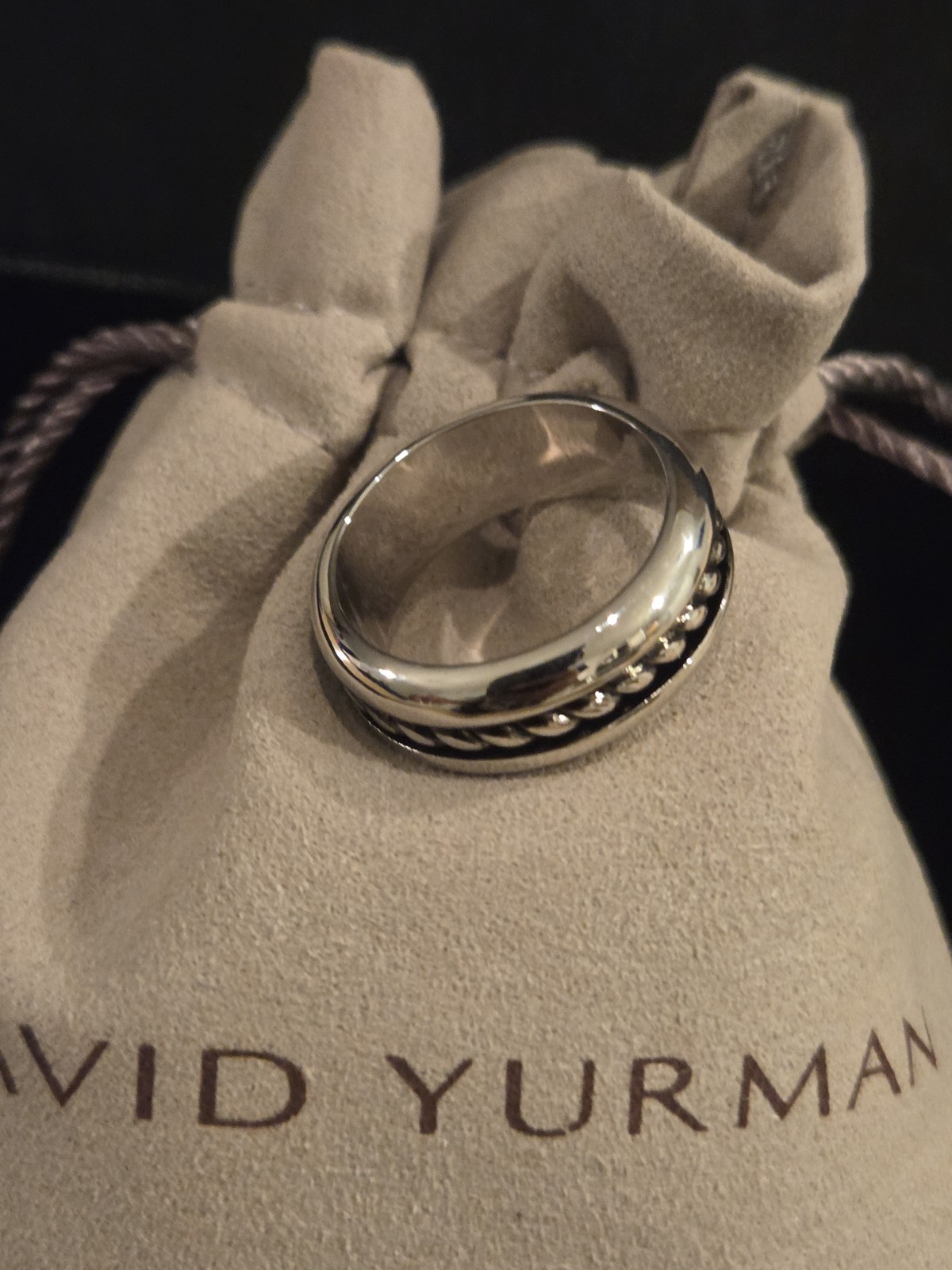 Authentic David Yurman Chevron 925 SS Unisex Ring 8
