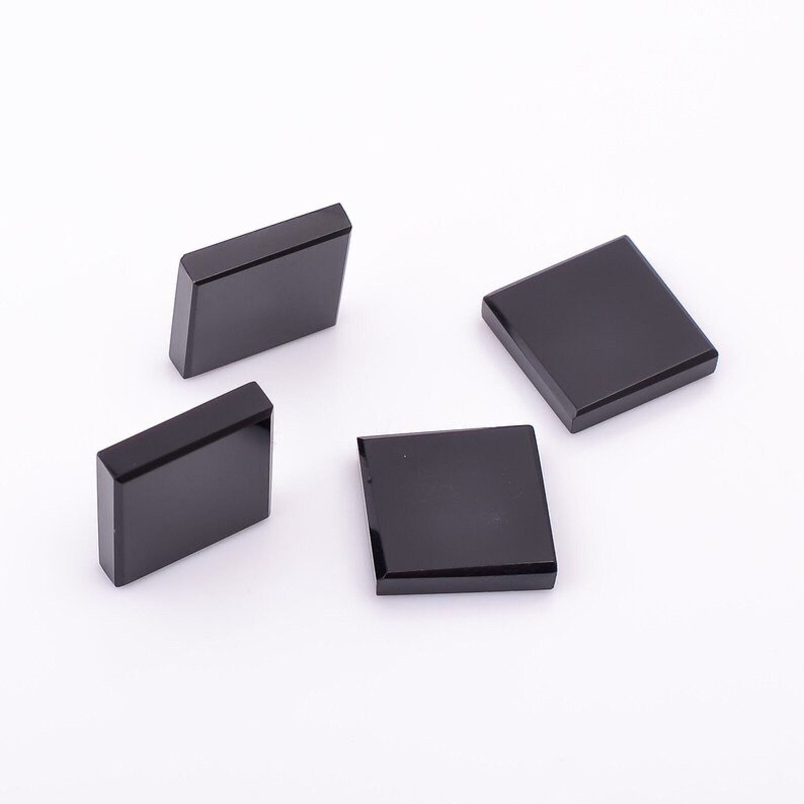 Natural Black Onyx Square Bothside Flatback 10mm To 25mm Loose Gemstone