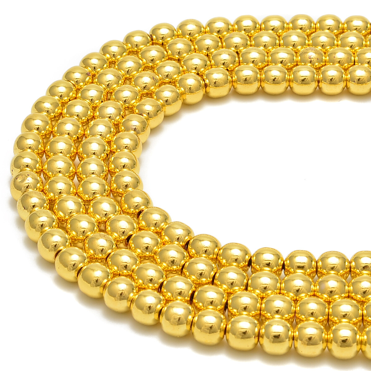 Titanium Gold Hematite Smooth Round Beads 2mm 3mm 4mm 6mm 8mm 10mm 15.5″ Strand