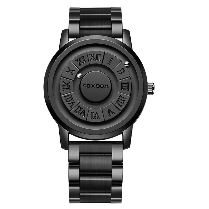 FOXBOX Man Watch Brand Creative Stainless Steel Band Scrolling Beads Quartz Wat