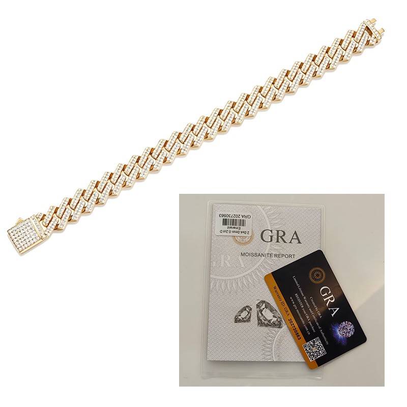 10-14mm VVS MOISSANITE Miami Cuban Link Chain Bracelet Solid 925 Sterling Silver