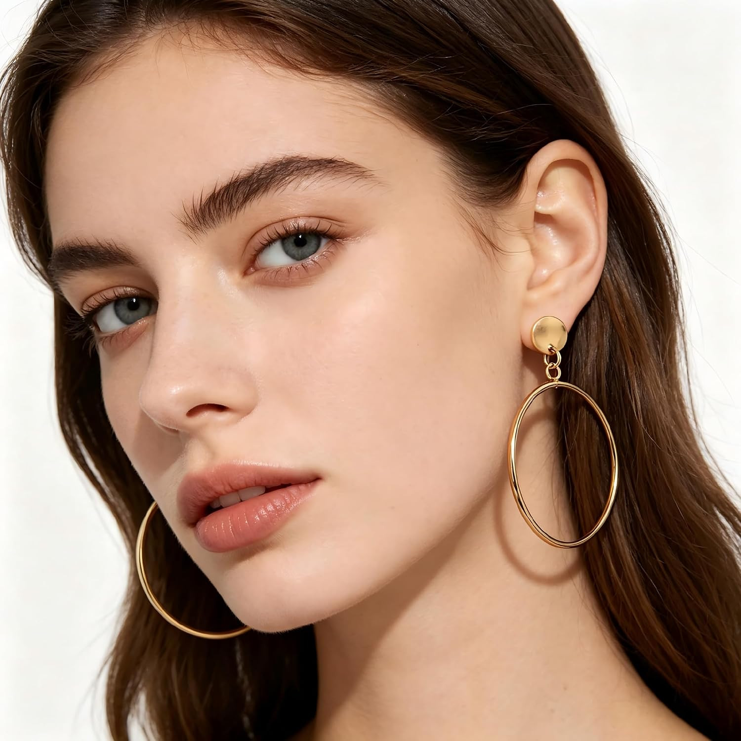 Geometric Double Circle round Stud Earrings Women’S Lucky Number 8 Shape Hollow