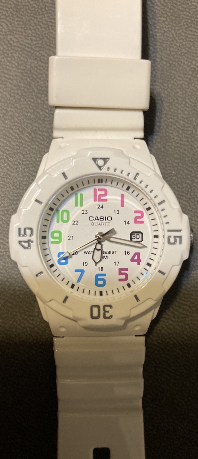 Casio LRW-200H Women’s Analog Quartz White Resin Water-Resistant Date Watch