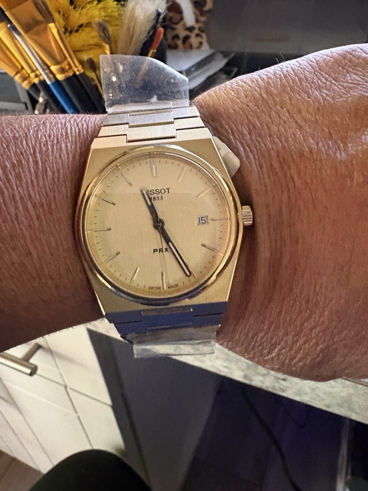 Tissot PRX Quartz 40mm Gold Dial Bracelet Date 100m Swiss Made w/ Box