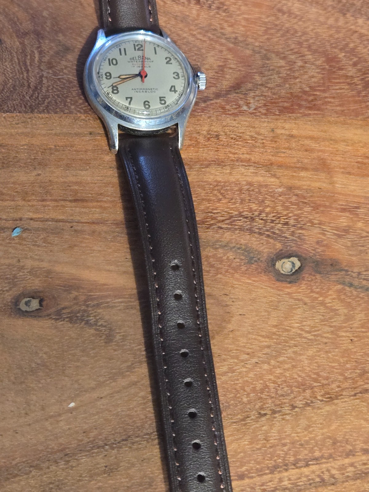 Vintage Delbana – SERVICED – Automatic 17J Bidynator Swiss Watch, New crystal