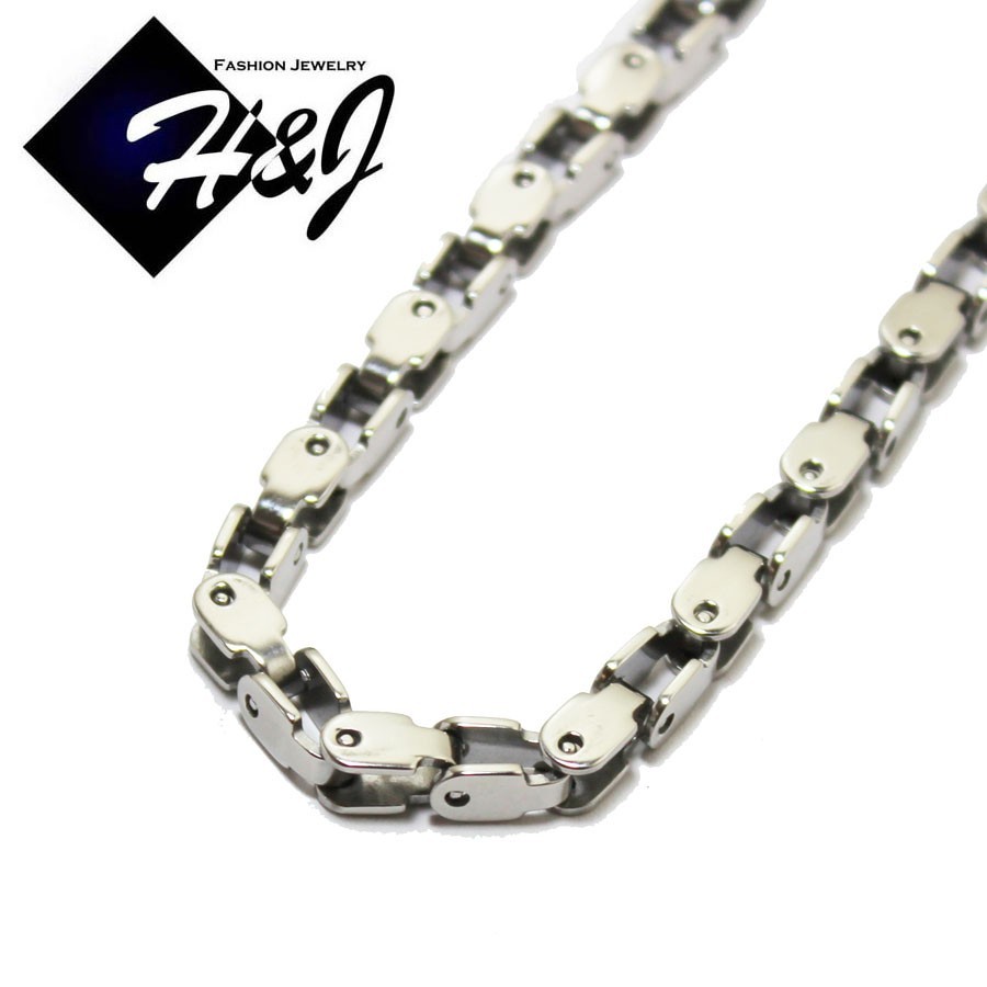18-40″MEN’s Stainless Steel 5mm Silver Box Bike Link Chain Necklace