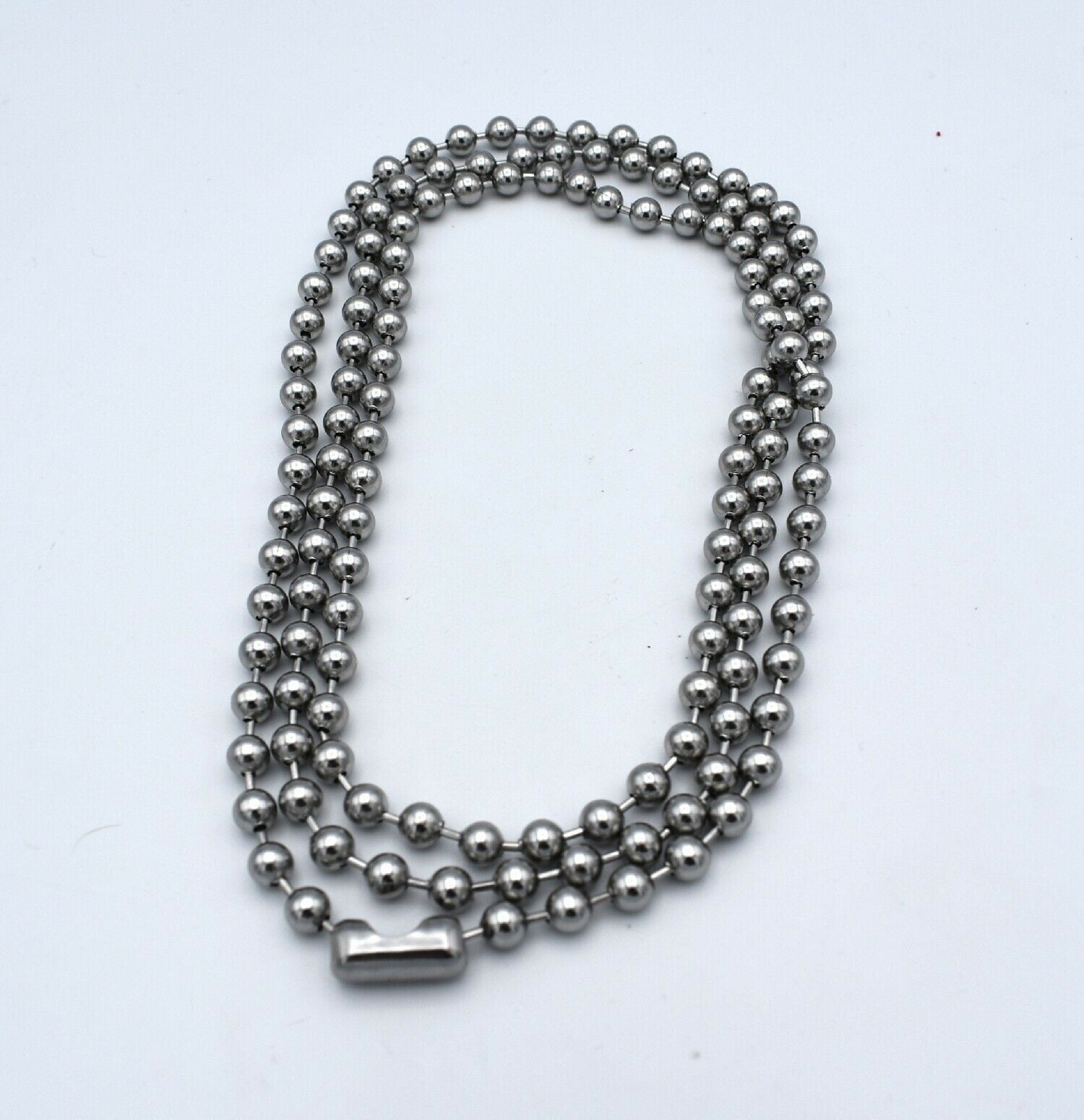 22 INCH 6MM STAINLESS STEEL SILVER BALL CHAIN WITH A STANDARD MILITARY CLASP