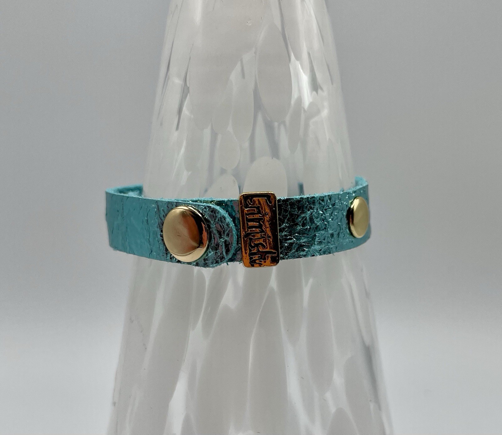 Erimish Metallic Blue Snap Cuff Bracelet 6.5- 7.75 in Signed No Stone