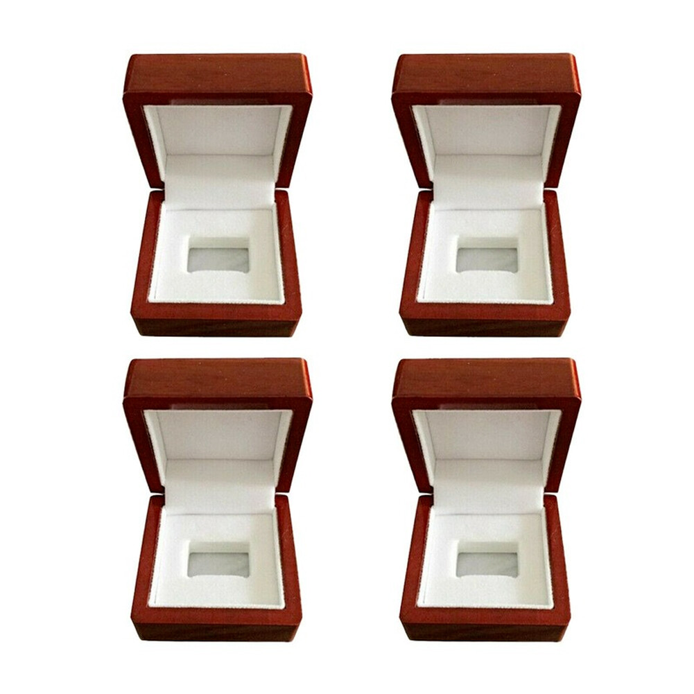 Single Hole Championship Ring Display Collection Case Wood Box Storage 4PACK US