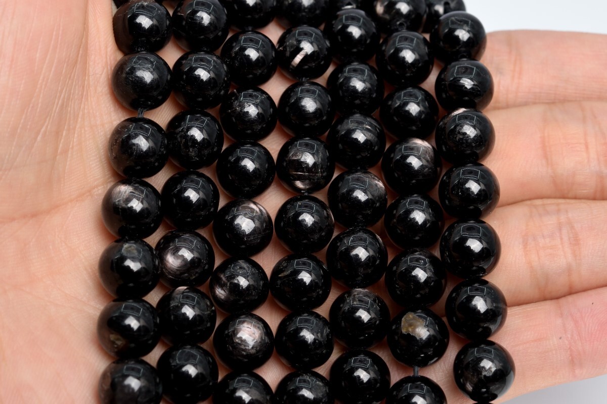 Genuine Natural Black Aura Hypersthene Grade AAA Round Loose Beads 6/8/10/12MM