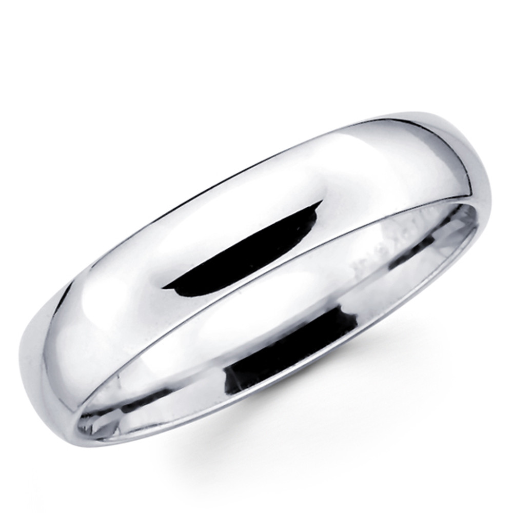Solid 10K White Gold 2mm 3mm 4mm 5mm 6mm Comfort Fit Men Women Wedding Band Ring