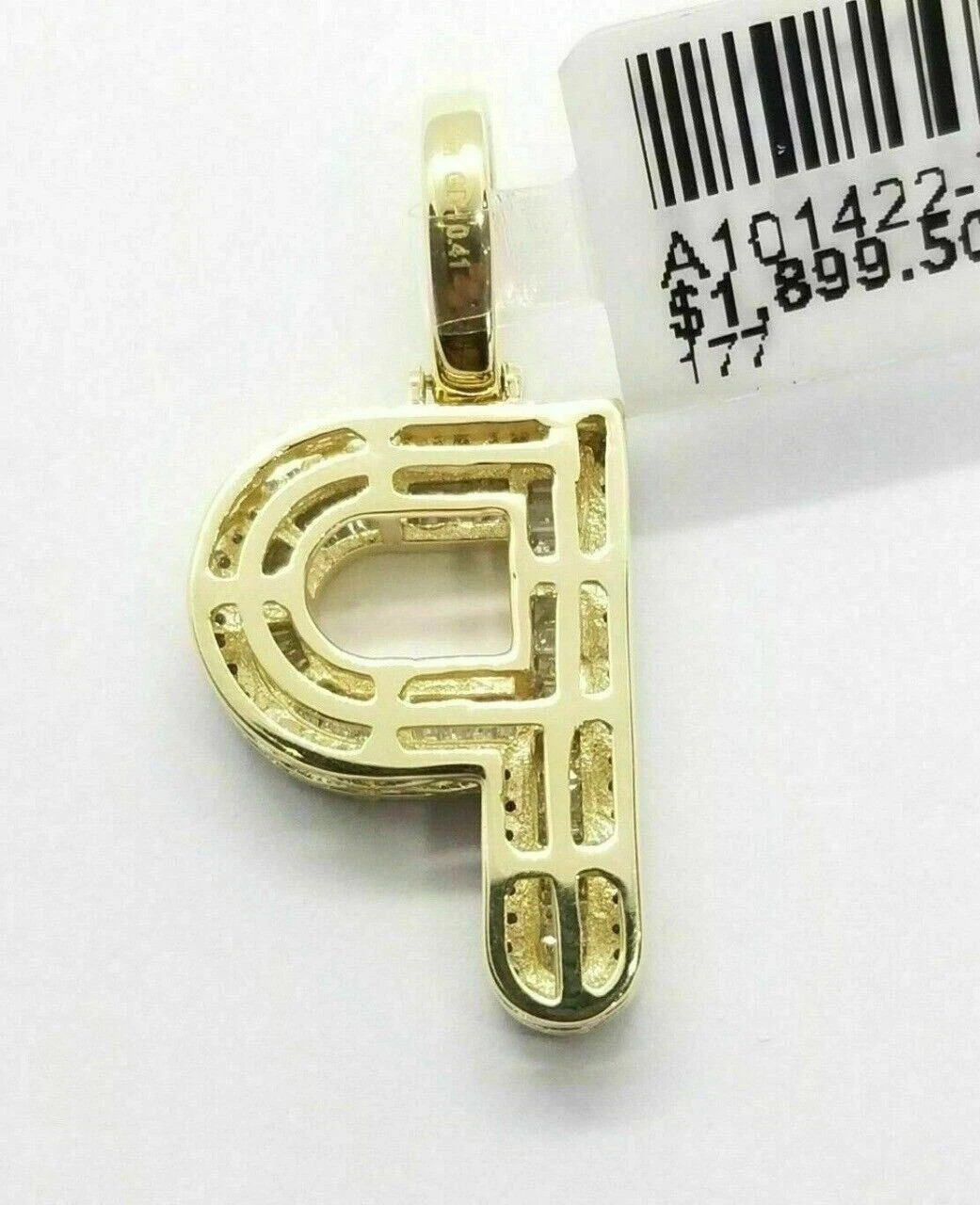 14K Yellow Gold Finish Initial “P ” Pendant 1.70Ct Lab Created Diamond Baguette