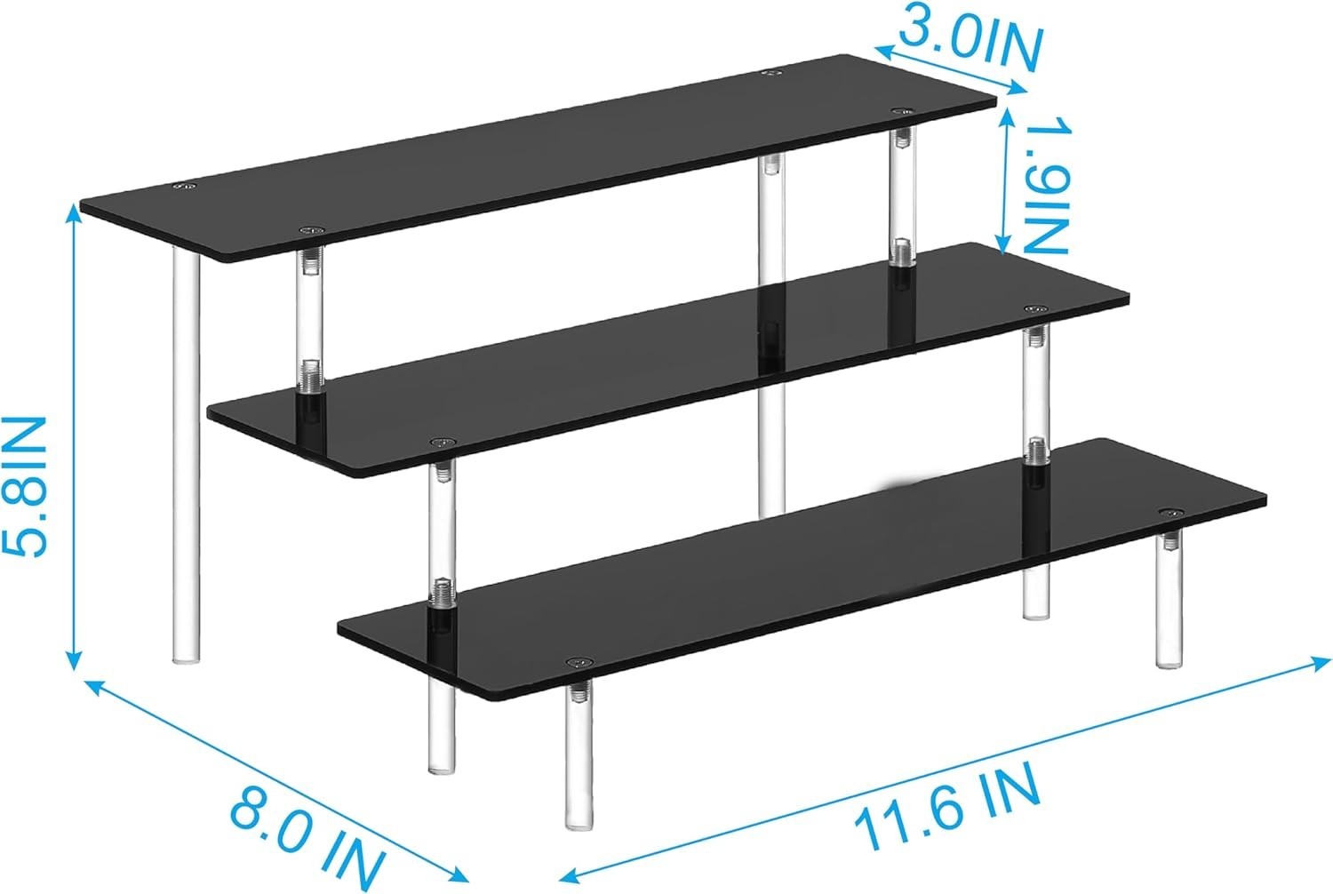 3 Tier Perfume Organizer Stand, Black Acrylic Risers Display Stands, Cologne She