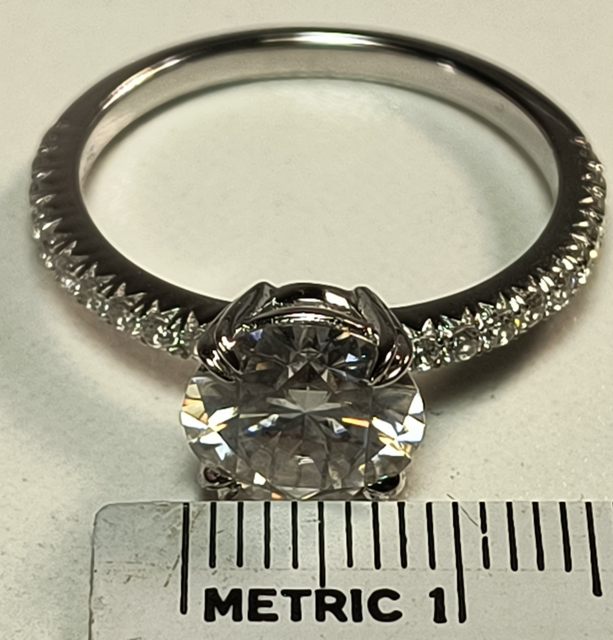 Cubic Zirconia Solitaire w/ C Accents 925 Silver Engagement Ring Size 8.75 3.0g